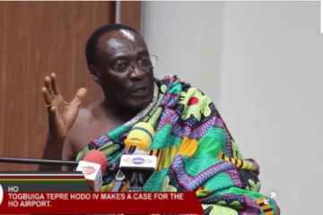 Chief of Anfoega and President of the Volta Regional House of Chiefs Togbega Tepre Hodo IV makes a case for the Ho Airport