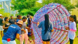 Tallest recycled Plastic Bottle Christmas Tree in Africa lights up Accra
